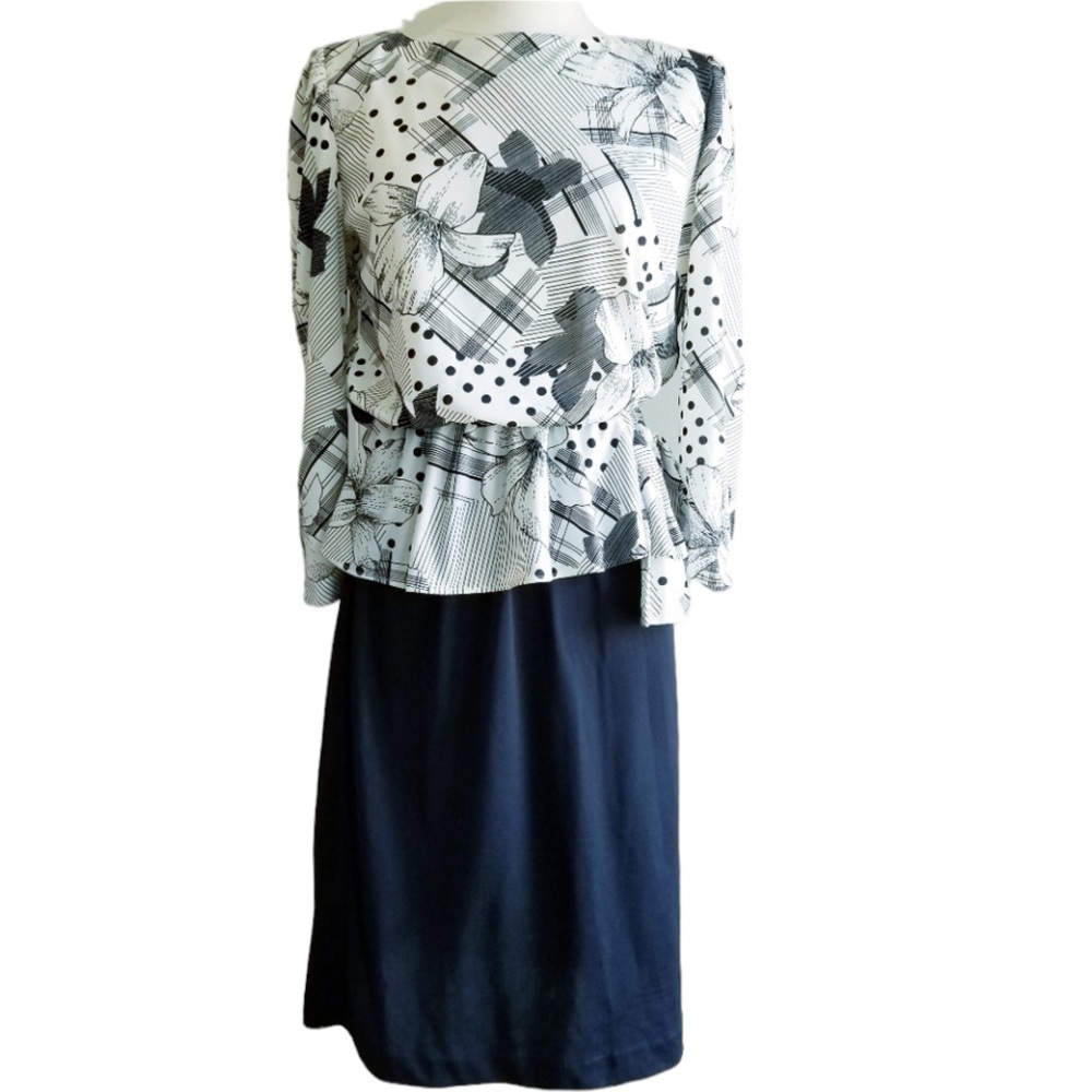 1980s T Fe, Made in USA,‎ Black & White Dress